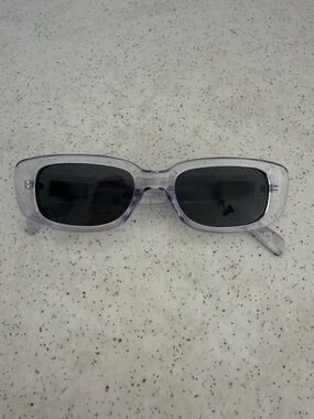 Transparent Purple Rectangular Women's Sunglasses